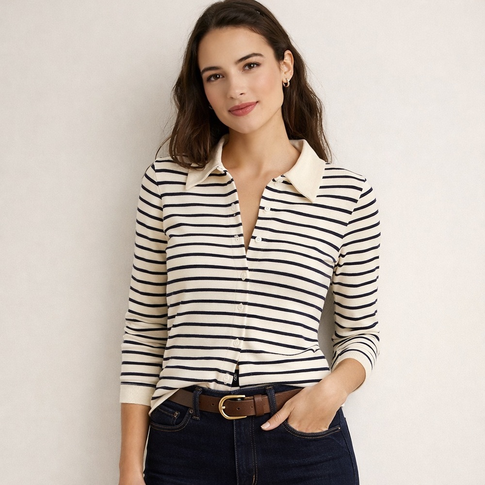 NEW! J. Crew Soft rib cardigan top in stripe CP981 Size Small